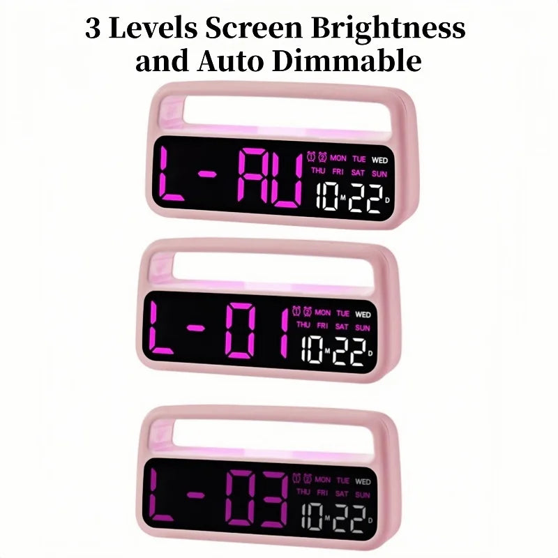 Digital Alarm Clock with 8-Color Changing Mood Light, Date & Week Display, DST, Snooze, Auto-Dimming LED, Sleep Mode, and 12/24-Hour Format
