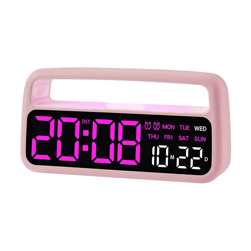 Digital Alarm Clock with 8-Color Changing Mood Light, Date & Week Display, DST, Snooze, Auto-Dimming LED, Sleep Mode, and 12/24-Hour Format