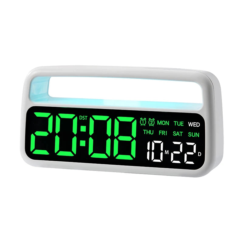 Digital Alarm Clock with 8-Color Changing Mood Light, Date & Week Display, DST, Snooze, Auto-Dimming LED, Sleep Mode, and 12/24-Hour Format