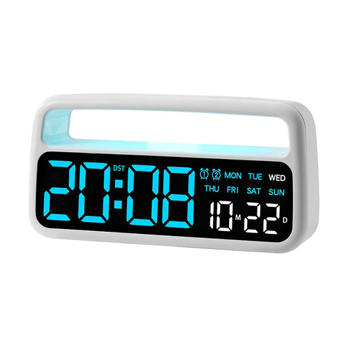 Digital Alarm Clock with 8-Color Changing Mood Light, Date & Week Display, DST, Snooze, Auto-Dimming LED, Sleep Mode, and 12/24-Hour Format